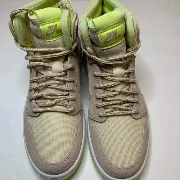 Women's Nike Jordan 1 Zoom Lemon Twist CT0979 200 Pearl White Fossil New - Picture 5 of 9